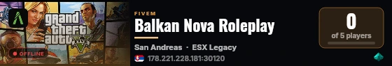 Balkan Nova Roleplay live status badge
