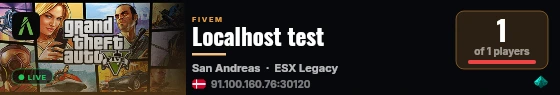 Localhost test live status badge