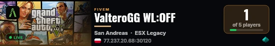 ValteroGG WL:OFF live status badge