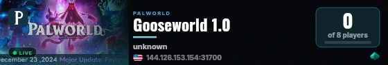 Gooseworld 1.0 live status badge