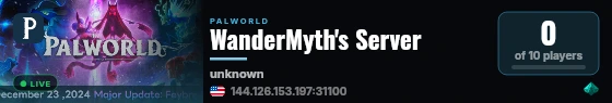 WanderMyth's Server live status badge