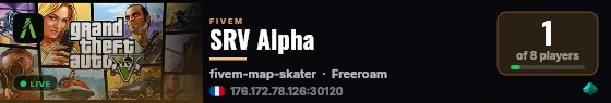 SRV Alpha live status badge