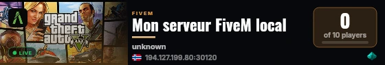 Mon serveur FiveM local live status badge