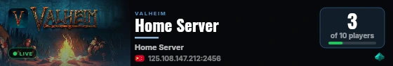 Home Server live status badge