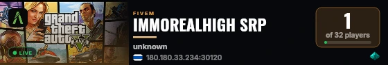 IMMOREALHIGH SRP live status badge