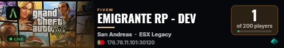 EMIGRANTE RP - DEV live status badge