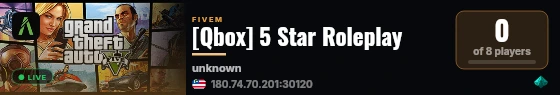 [Qbox] 5 Star Roleplay live status badge