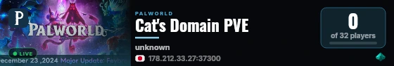 Cat's Domain PVE live status badge