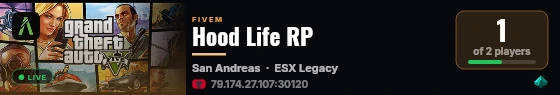 Hood Life RP live status badge