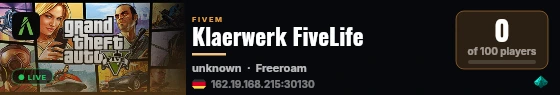 Klaerwerk FiveLife live status badge