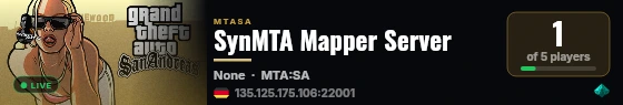 SynMTA Mapper Server live status badge