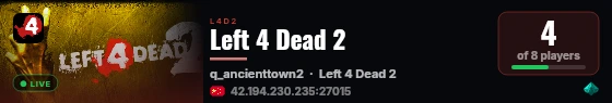 Left 4 Dead 2 live status badge