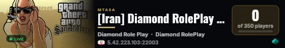[Iran] Diamond RolePlay | IP Enteghal Yaft Be: 5.57.32.101:22003 live status badge