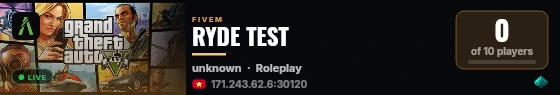 RYDE TEST live status badge