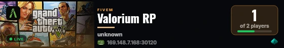 Valorium RP live status badge