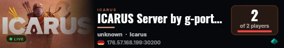 ICARUS Server by g-portal.com live status badge