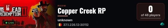 Copper Creek RP live status badge