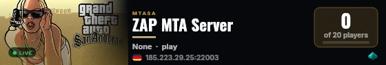 ZAP MTA Server live status badge