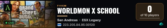 WORLDMON X SCHOOL live status badge
