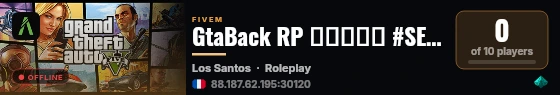 GtaBack RP ▬▬▬↭🡺 #SERVEUR↭FUN 🡸↭▬▬▬ 💜 live status badge