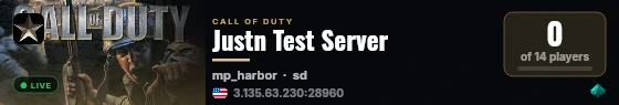 Justn Test Server live status badge