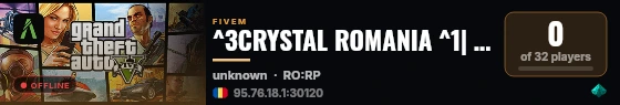 ^3CRYSTAL ROMANIA ^1| STAFF FREE |^0 Medium Roleplay live status badge