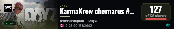 KarmaKrew chernarus #5 EU - SOLO DUO RIO | 1PP |VANILLA + MOD 23.08 live status badge
