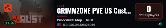 GRIMMZONE PVE US Custom Vehicles | Raids | Skills | Classes | Q live status badge