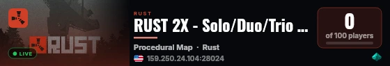 RUST 2X - Solo/Duo/Trio | Vanilla+ | No BP Wipe live status badge