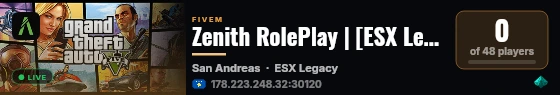 Zenith RolePlay | [ESX Legacy] live status badge