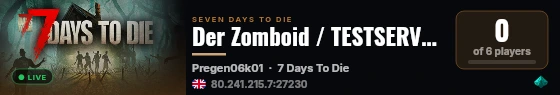 Der Zomboid / TESTSERVER / Mods, Maps & Config 2026 live status badge