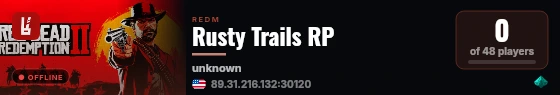 Rusty Trails RP live status badge