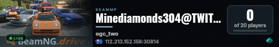 Minediamonds304@TWITCH MAP ogc two live status badge