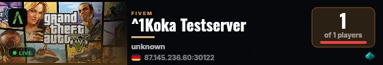 ^1Koka Testserver live status badge