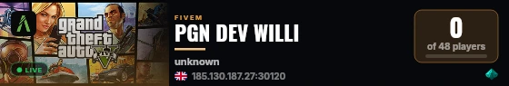 PGN DEV WILLI live status badge
