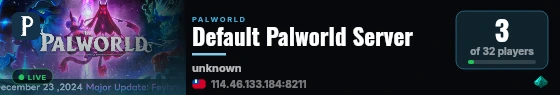 Default Palworld Server live status badge