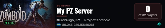 My PZ Server live status badge