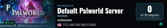 Default Palworld Server live status badge