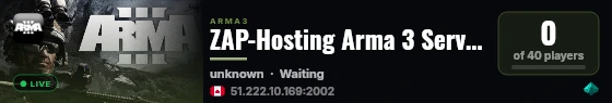 ZAP-Hosting Arma 3 Server live status badge