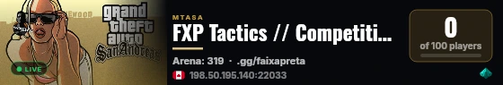 FXP Tactics // Competitive Arena // Faixa Preta live status badge