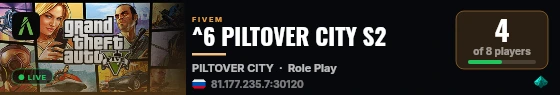 ^6 PILTOVER CITY S2 live status badge