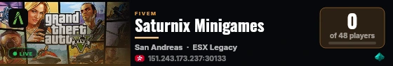 Saturnix Minigames live status badge