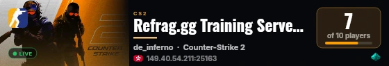 Refrag.gg Training Server (Player) live status badge