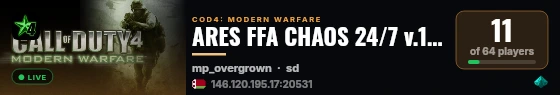 ARES FFA CHAOS 24/7 v.1.8 live status badge