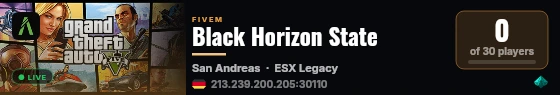 Black Horizon State live status badge