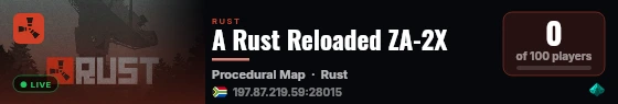 A Rust Reloaded ZA-2X live status badge