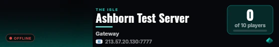 Ashborn Test Server live status badge