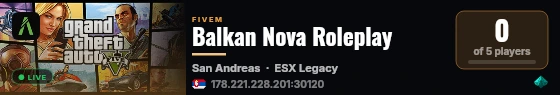 Balkan Nova Roleplay live status badge