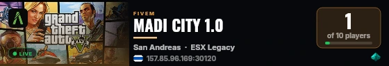 MADI CITY 1.0 live status badge