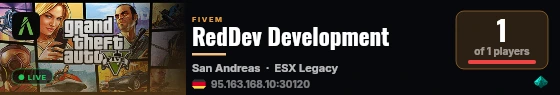 RedDev Development live status badge